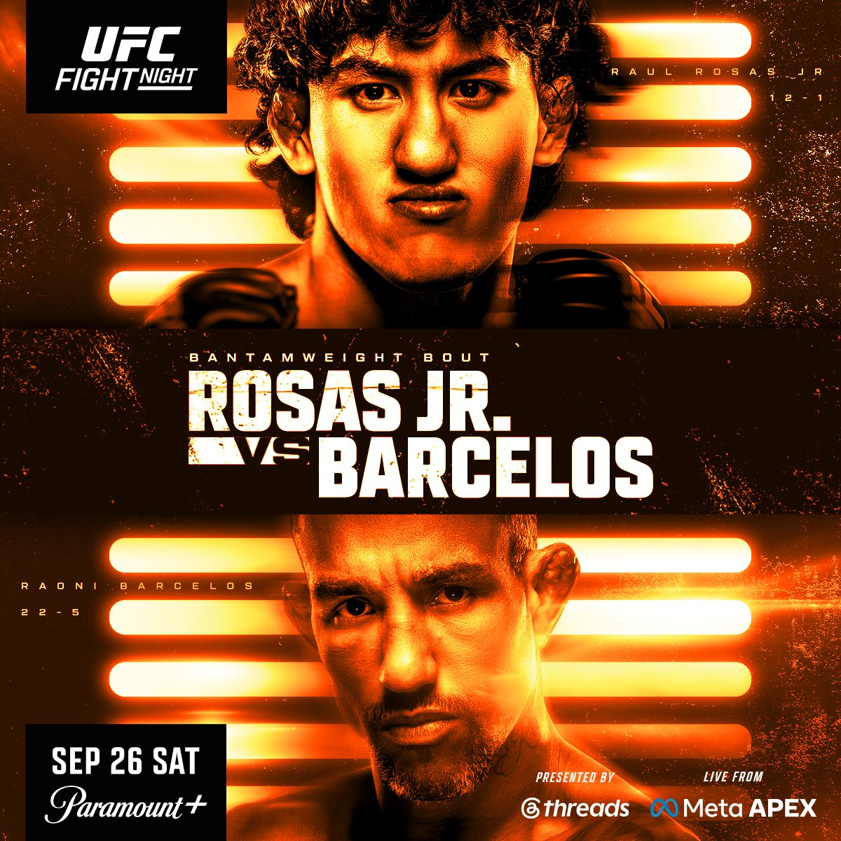 UFC FIGHT NIGHT: ROSAS JR. VS BARCELOS